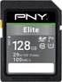 PNY 128GB Elite Class 10 U1 V10 SDXC Flash Memory Card - 100MB/s, Class 10, U1, V10, Full HD, UHS-I, Full Size SD...
