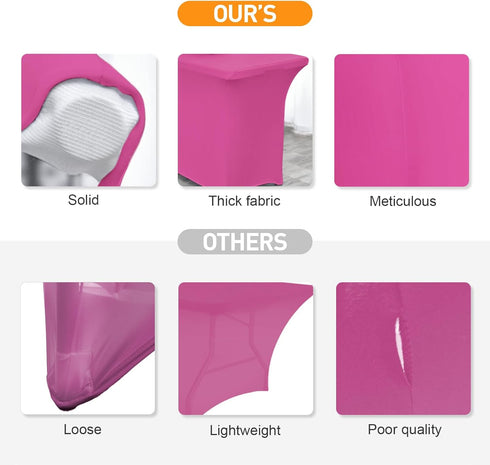 1Pack,4FT Fuchsia Spandex Table Cover Fitted Rectangular Tablecloth Stretchable Tablecloth 6 ft Wrinkle-Free for Party Tradeshows Banquet Weddings...