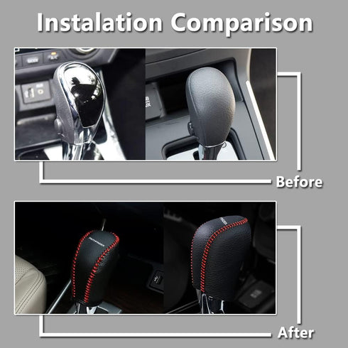 Gear Shift Knob Cover Automatic Transmission Boots Shift Lever Leather Sheath for Nissan Pathfinder 2013-2020?Beige Stitches?...