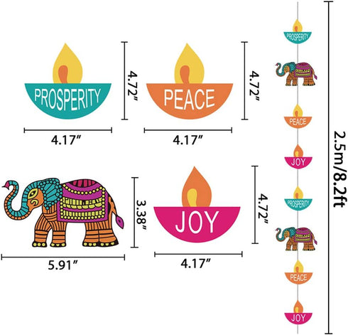 Happy Diwali Party Hanging Decoration Supplies - Festival of Lights Doorway Curtain Party Hanging Decor(12PCS)...
