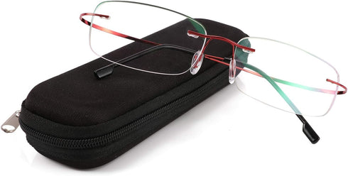 FEISEDY Lightweight Rimless Titanium Stainless Steel Anti-Blue Light Reading Glasses B2686...