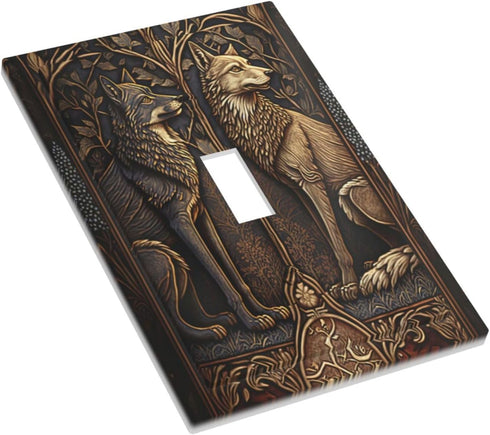 Medieval Of Two Wolves 1 Gang Single Toggle Light Switch Covers Decorative Wall Plate Switchplate Electrical Faceplate for Bedroom Bathroom Kitche...