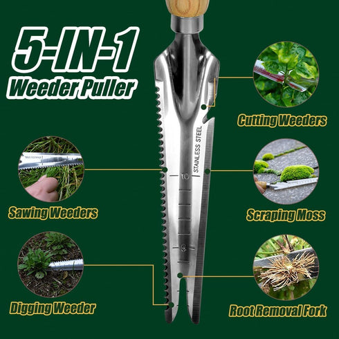 Innovative Weeder Puller Garden Hand Tool - Versatile 5-in-1 Weeding Tool for Dandelion Weeder Root Removal, Moss Remove, Gardening Knife, Trimmin...