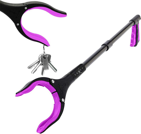 Grabber Reacher Tool - Long 32 Inch (Pink) Aluminum Foldable Pick Up Stick - Strong Grip Magnetic Tip for Store Shelves, Lightweight Trash Picker ...