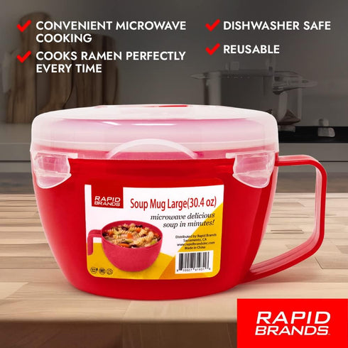 Rapid Soup Mug | Microwaveable Soup & Noodle Cooker | Enjoy Hot Soups Anytime | Ideal for Dorm, Small Kitchen, or Office | Dishwasher-Safe, Microw...