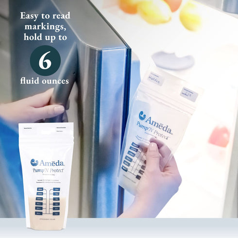 Ameda Pump'N Protect Breastmilk Storage Bag 6oz | 100 Count | Breast Milk Storage Bags for Refrigerator or Freezer | BPA Free | Breastfeeding Esse...
