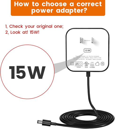 15W Power Adapter Replacement for Echo Pop, Dot 5th Gen, 4th Gen, 3rd Gen, Kids Edition, TV Cube Smart Speakers - Black Charger Cord Plug Long Cab...