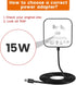 15W Power Adapter Replacement for Echo Pop, Dot 5th Gen, 4th Gen, 3rd Gen, Kids Edition, TV Cube Smart Speakers - Black Charger Cord Plug Long Cab...