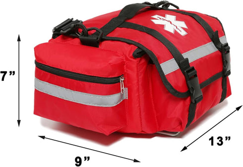 First Aid Bag Empty Trauma Medical Bag for Emergency First Responder Bag Organizer EMS EMT Shoulder Carry Bag 13 x9 x7 Red Middle...