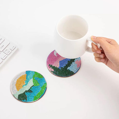 Diamond Art Coasters Kits for Beginners, Adults & Kids Diamond Dot Kit Art Craft Supplies,Painting Coasters with Holder...
