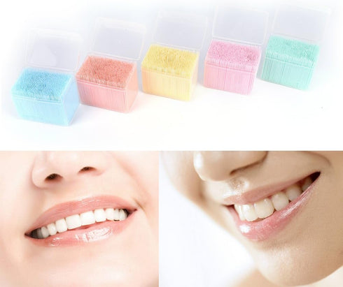 1100pcs Soft Plastic Double-Head Brushed Toothpick Oral Care Interdental Brush...