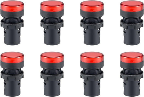 uxcell 8Pcs Red Indicator Light AC/DC 110V, 22mm Panel Mount, for Electrical Control Panel, HVAC, DIY Projects...