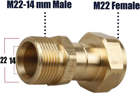 Sooprinse Pressure Washer Swivel Joint, Kink Free Gun to Hose Fitting, Anti Twist Metric M22 14mm Connection, 3000 PSI...