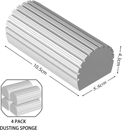 Damp Clean Duster Sponge 4pack Reusable Damp Dusting Sponge for Cleaning Glass, Baseboards,Blinds, Vents, Railings, Mirrors, Window Track Grooves ...