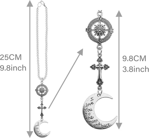 Cross Car Hanging Ornament Charm,Birthday Valentines for Him Husband Mens Mom Family Friends (Moon)...