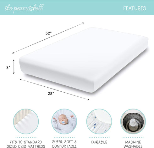 The Peanutshell 2-Pack Fitted Crib Sheet Set - Super Soft & Breathable Baby Girl or Boy Crib Sheets, Nursery Decor, Fit for Standard Mattress Cove...