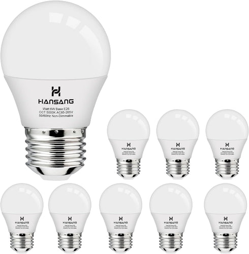 hansang A15 LED E26 Small Light Bulb, Daylight 5000K, 60Watt Equivalent Ceiling Fan Light Bulbs, E26 Standard Base Appliance Light Bulb, 600 Lumen...