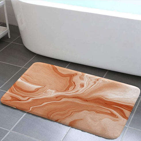 Orange Bathroom Rug Mat, Abstract Marble Bath Mats for Bathroom Non Slip, Modern Bath Rug Soft Luxury Microfiber Floor Rug for Tub Shower 19" x 31...