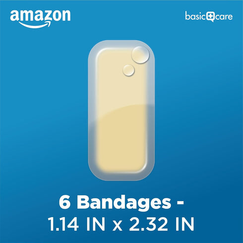 Amazon Basic Care Advanced Fast Healing Hydrocolloid Gel Bandages, Large, 6 ct...