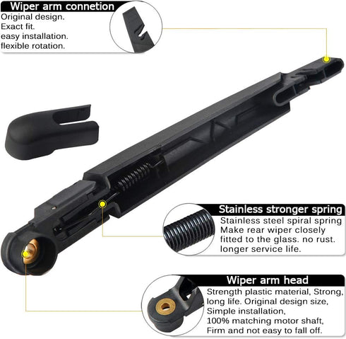 Rear Windshield Wiper Arm Blade Replacement for Jeep Renegade 2015-2019 -High Performance Original Equipment Replacement OE:68256590AA...