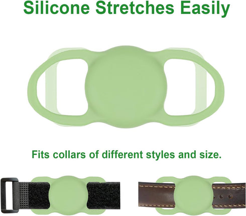 2pcs Airtag Dog Collar Holders, Silicone Waterproof Anti-Lost Protective Airtag Case Cover for Pets Dog Cats Compatible with Apple AirTag GPS Trac...