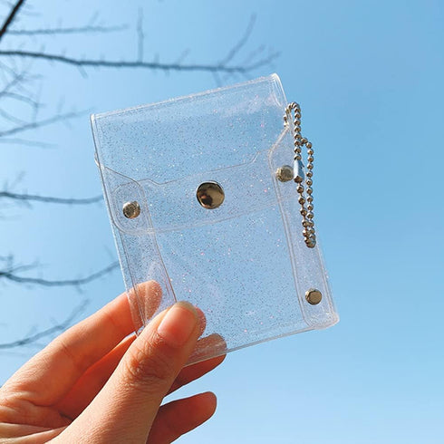 2 Pieces Vertical Transparent Coin Pouch Wallet Pouch with Snap Card Holder Card Business Card Case Lipstick Storage Bag...