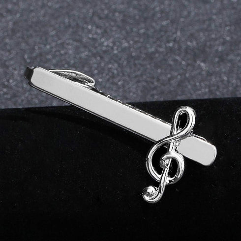 Business Tie Bar Men Tie Clip Creative Silver High-end Fashion Clips Gifts Charms Jewelry Pins Music Note Decoration Shirt Suit Clothing Accessori...