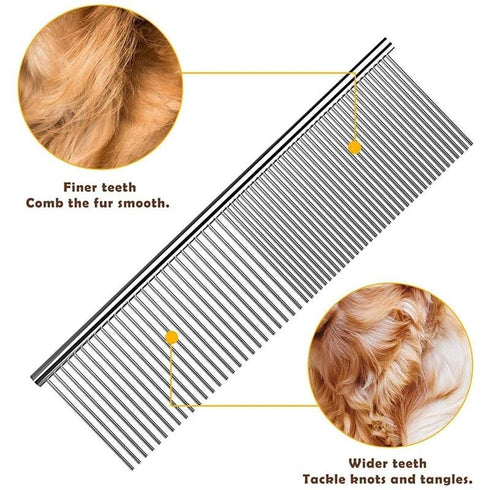 Dog Combs for Grooming, Metal Cat Comb for Removing Tangles and Knots, Professional Grooming Tool for Long Haired Dog, Cat and other pets...