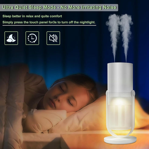 Portable Humidifier with Night Light, Bedroom Humidifier 450ml, Personal Desktop Humidifier for Baby Bedroom Travel Office Home, Living Room Air H...