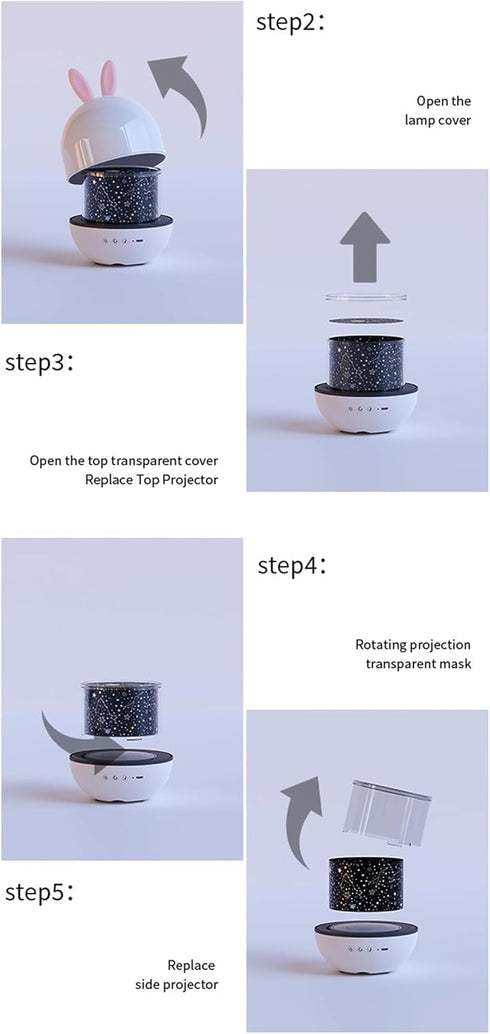 Starry Sky Projection Light Luminous Night Light with Remote Control, 6 Kinds of Light Effects and Music Box Combination of Ambient Light, Suitabl...