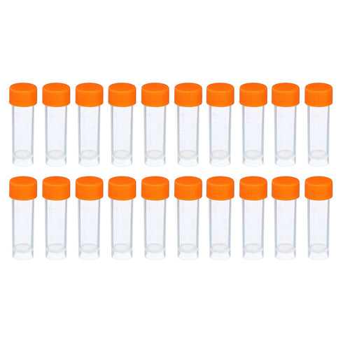 PATIKIL 5mL Plastic Test Tubes, 20 Pack Frozen Container Storage Screw Cap for Lab Laboratory Science, Clear...