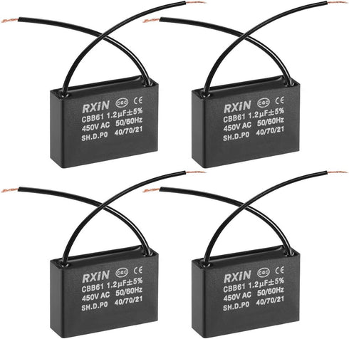 uxcell Ceiling Fan Capacitor CBB61 1.2uF 450V AC 2 Wires Metalized Polypropylene Film Capacitors 36.5x11x24.5mm for Water Pump Motor Generator, Pa...