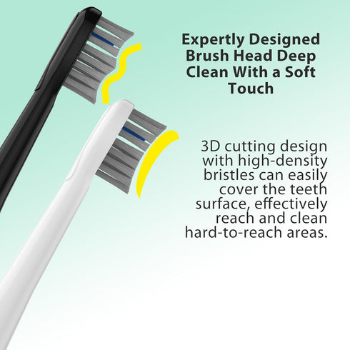 Replacement Flossing Toothbrush Heads, Compatible for WaterPick Sonic Fusion and Sonic Fusion 2.0, with Cyrstal Covers (Compact(3Packs), Black)...