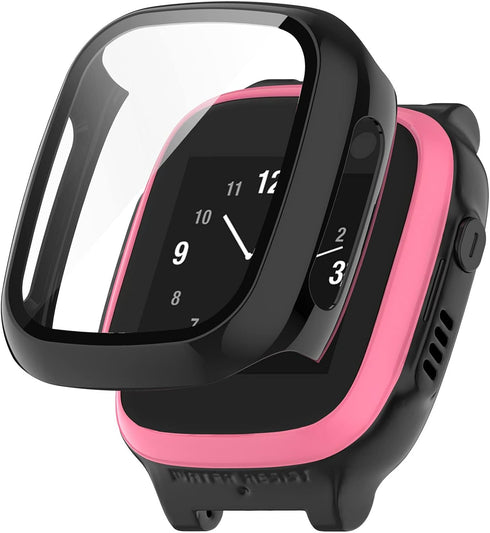 Smartwatch Full Coverage PC Protective Case Cover with Tempered Glass Screen Protector Compatible with Xplora X5 Play, Soft and Durable Watch Acce...