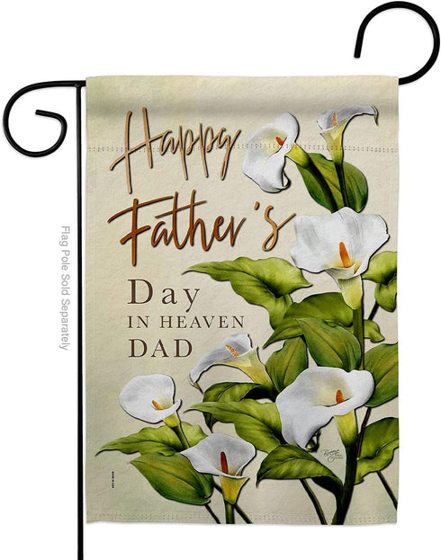 Breeze Decor Happy Fathers Day in Heaven Garden Flag Gifts Lawn Remembrance Porch Outdoor Wall Tapestry Yard Sign Grave Cemetery Decor Dad Home Ba...