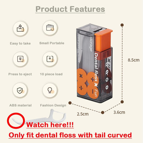 XMUINT Portable Dental Floss Picks Dispenser,Automatic Pop-Up Storage 10 Picks Clean Teeth Oral Care Box Transparent Container for Easy Refillable...