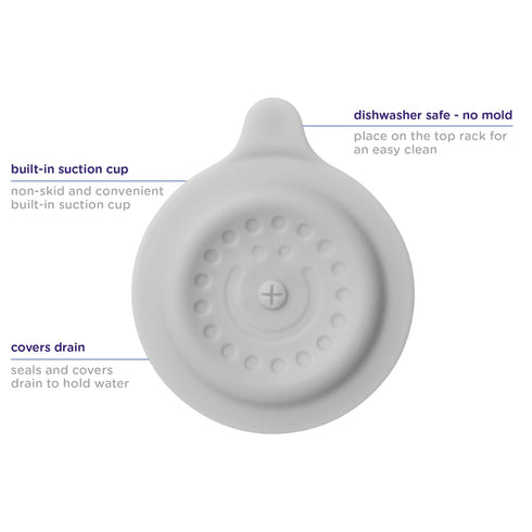 Ubbi Bathtub Drain Cover, Silicone Drain Stopper with Suction, Baby Bath Time Accessory, Gray...