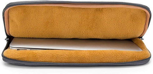 Kinmac Grey Canvas 360° Protective Vertical Style Waterproof Laptop Sleeve with Pocket for iPad 12.9",MacBook Air/Pro 13" and 12.5 inch-13.3 inch ...