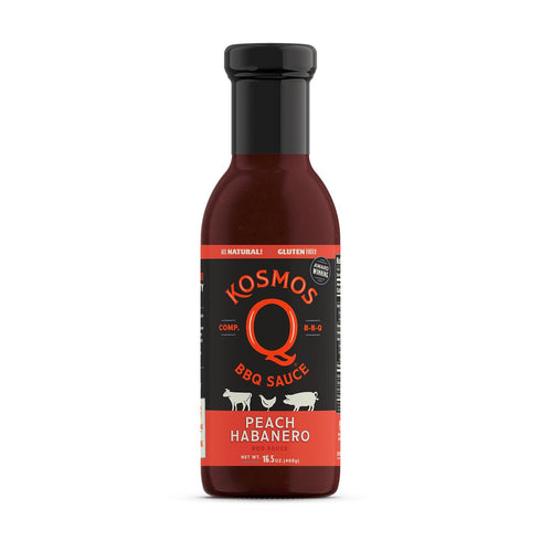 Kosmos Q Peach Habanero BBQ Sauce - 15.5 Oz Bottle for BBQ & Marinades w/ Sweet and Spicy Flavor - Thick Barbecue Sauce for Tender & Juicy Meat (P...