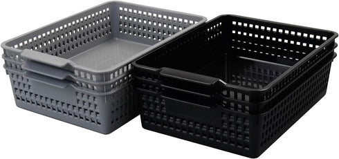 A4 Plastic Storage Basket Tray, Classroom Paper Baskets, 6 Packs...