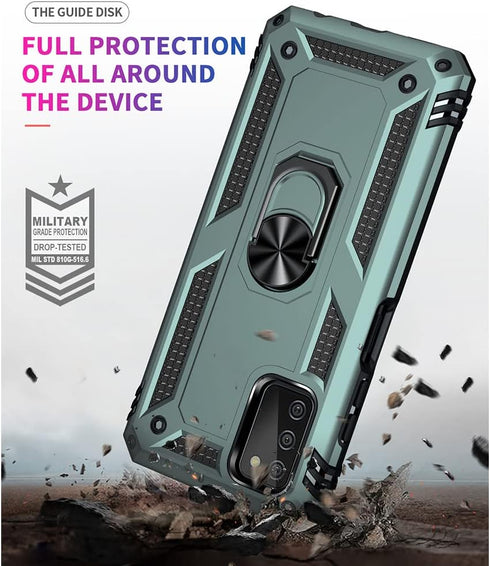 Yiakeng Samsung A03S Case, Galaxy A03S Case with HD Screen Protector, Military Grade Protective Cases with Ring for Samsung Galaxy A03S (Dark Gree...