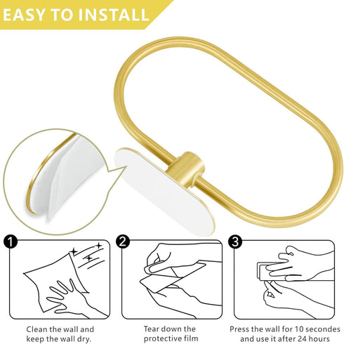 Toilet Paper Holder/Towel Ring Self Adhesive, Eolax No Drilling Gold Bathroom Hardware Accessories, Stainless Steel Sticky Toilet Roll Hanger and ...