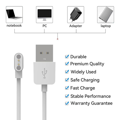 Replacement Charging Cable Compatible with MILOUZ IDW13/IDW19 Smart Watch Charger Cable Portable Magnetic 60cm USB Charging Cord for MILOUZ IDW13/...