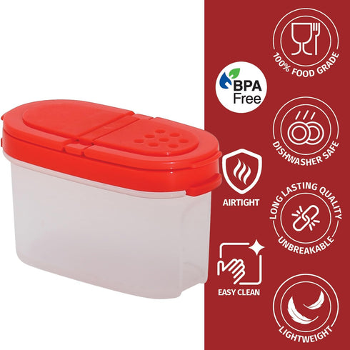 SIGNORA WARE Spice Jars with Lids - 4 oz Refillable Empty Airtight Spice/Seasoning Containers Set -2 in 1 Pour/Sift Shaker Lids Clear Plastic Spic...