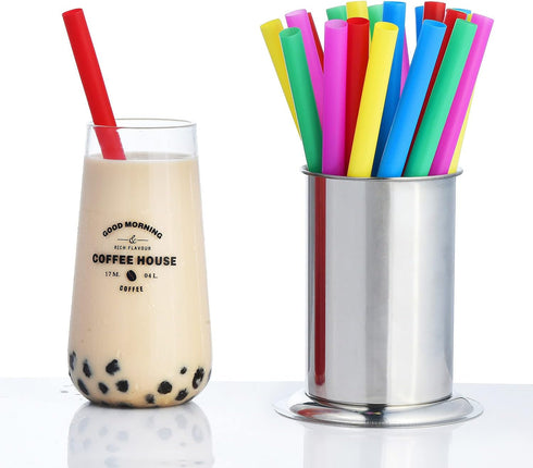 100 Extra Large Plastic Bubble Tea Smoothie Straws, 1/2" Wide X 8 1/2" Long Boba Straws...
