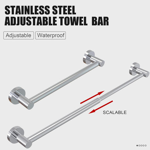 Towel Bar - Adjustable 304 Stainless Steel Towel Holder for Bathroom (11.8inch-22.6inch) Sturdy and Rustproof Wall Mounted Towel Rack for Bathroom...