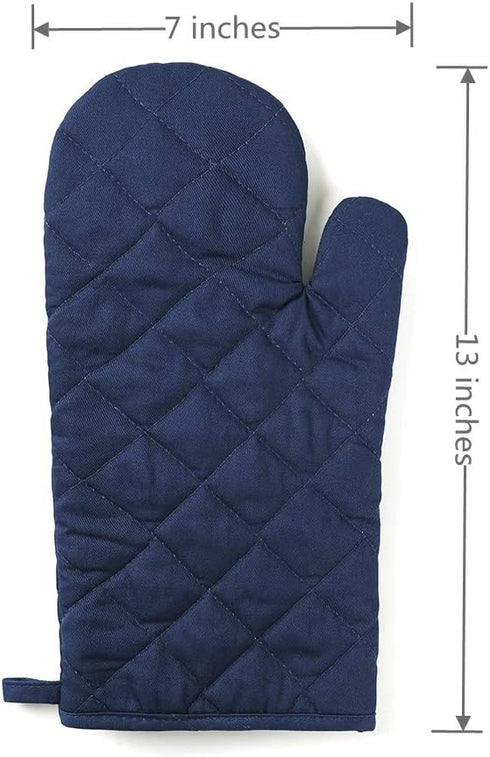 Anyi Oven Mitts Professional Heat Resistance Kitchen Cotton Oven Gloves for Grilling Cooking Microwave BBQ Baking, 2-Pack with Soft Inner Lining...