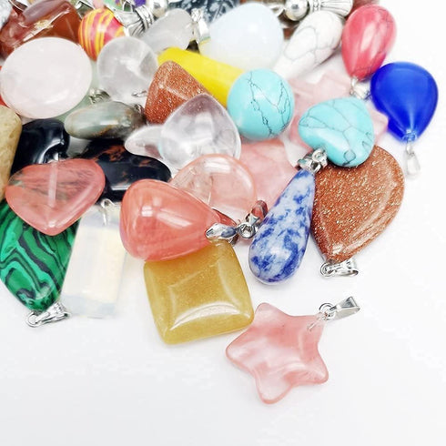 Chenkou Craft Wholesale Lots Mix Random 40pcs Artificial Glass Stone Like Pendants Charms Crystal Stone Beads Bracelet Necklace Charm...