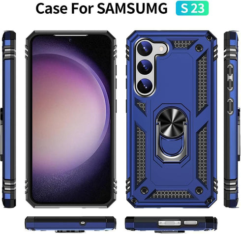 for Samsung Galaxy S23 Case with HD Screen Protector : Military Grade 16ft Drop Tested Ring Shockproof Protective Phone Case - Samsung Galaxy S23 ...