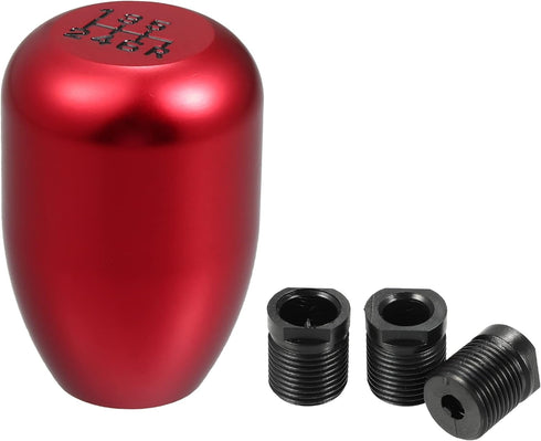 6 Speed Manual Shift Knob Car Shifter Stick Gear Knobs Aluminum AlloyShifting Lever with 8mm 10mm 12mm Adapters Red...